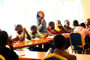 Brightpath Kenya beneficiary giving his opinion on gender based violence